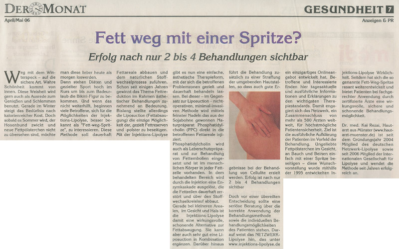 Hautarzt Münster Dr. Med. Kai Rezai Fett-Weg-Spritze - Hautarzt-Teneriffa Dr. Kai Rezai